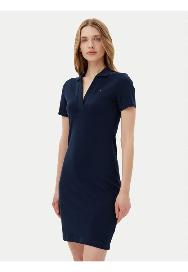 TOMMY HILFIGER - Tommy Hilfiger Sukienka codzienna WW0WW42567 Granatowy Slim Fit. Okazja: na co dzień. Kolor: niebieski. Materiał: bawełna. Typ sukienki: proste. Styl: casual