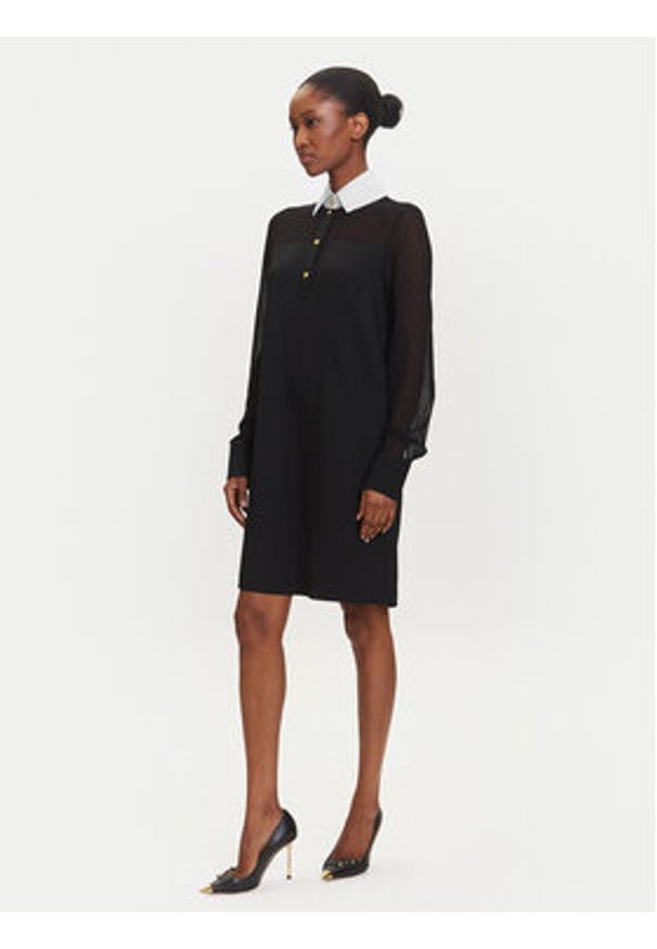 Karl Lagerfeld - KARL LAGERFELD Sukienka koszulowa A3W13020 Czarny Regular Fit. Typ kołnierza: dekolt w karo. Kolor: czarny. Materiał: wiskoza. Typ sukienki: koszulowe