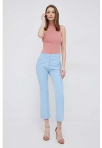 DKNY - Dkny top damski kolor różowy z półgolfem. Typ kołnierza: dekolt halter. Kolor: różowy. Materiał: dzianina #3