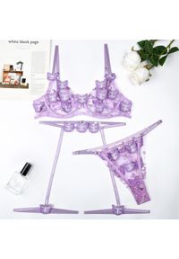 Intica - Komplet bielizny z haftem w kształcie motyli koronkowy Latika. Kolor: fioletowy. Materiał: koronka. Wzór: haft #1