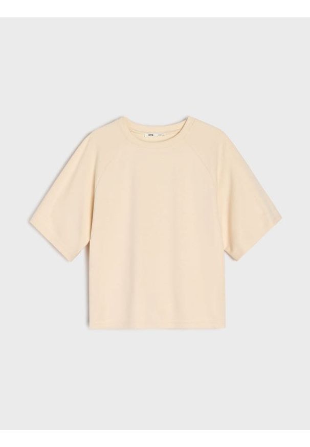 Sinsay - Bluza z domieszką wiskozy - kremowy. Kolor: kremowy. Materiał: wiskoza