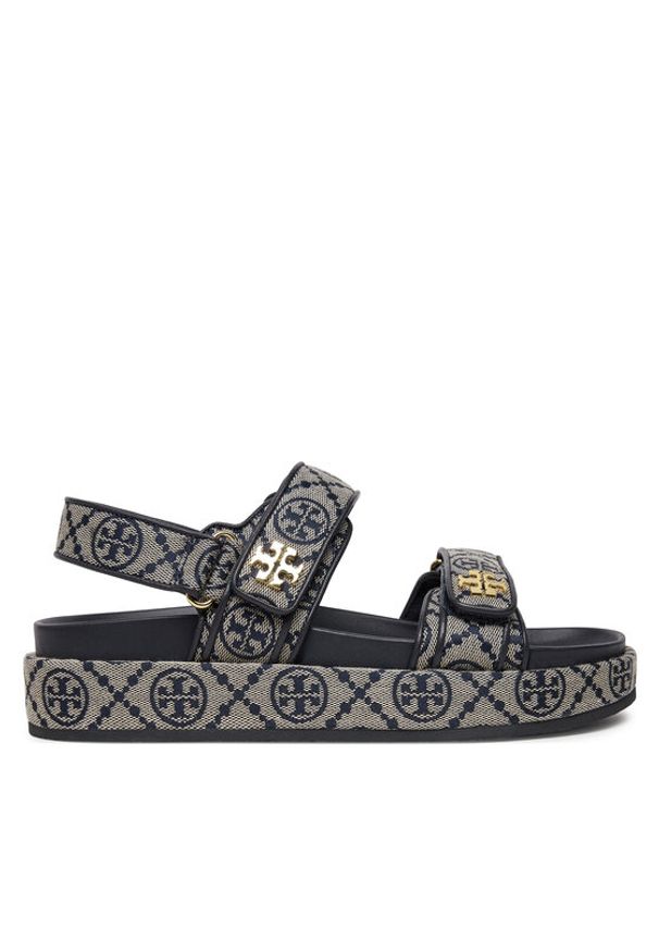 Tory Burch Sandały T Monogram Kira Sport 155154 Szary. Kolor: szary. Materiał: materiał. Styl: sportowy