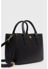 Lauren Ralph Lauren torebka skórzana 431876725004 kolor czarny. Kolor: czarny. Materiał: skórzane. Rodzaj torebki: na ramię #4