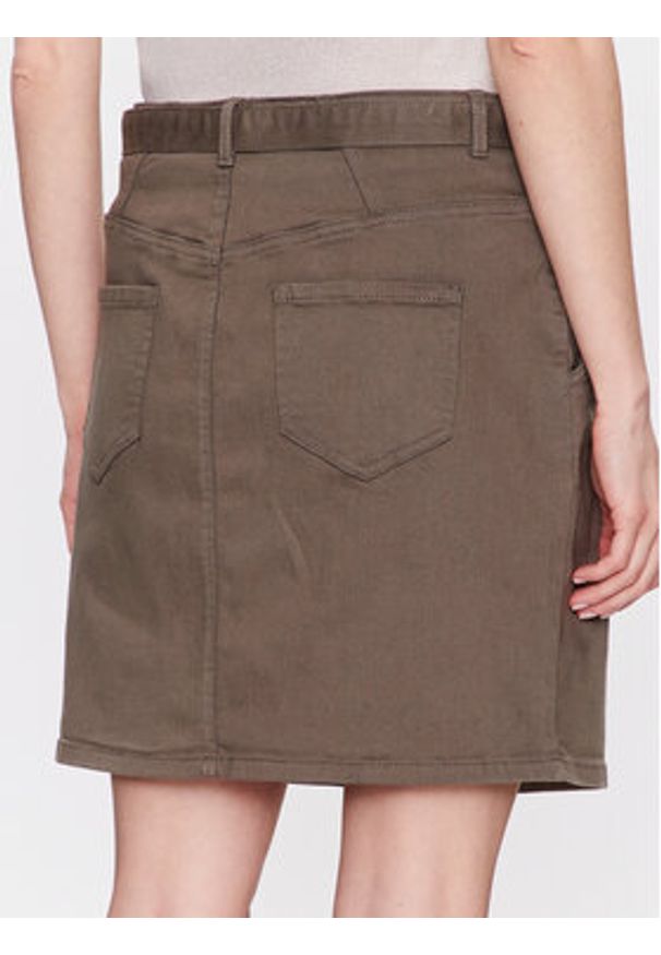 Morgan Spódnica jeansowa 231-JSTELA Khaki Regular Fit. Kolor: brązowy. Materiał: bawełna, jeans, syntetyk