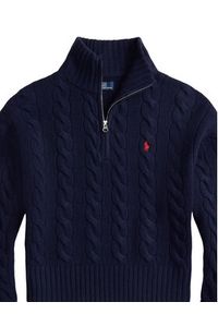 Polo Ralph Lauren Sweter 211972130004 Granatowy Relaxed Fit. Typ kołnierza: polo. Kolor: niebieski. Materiał: wełna