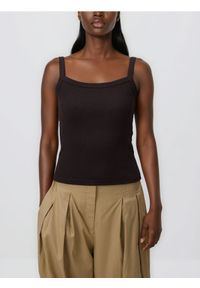 Reserved - Top z bawełną - ciemnobrązowy. Kolor: brązowy. Materiał: bawełna #1