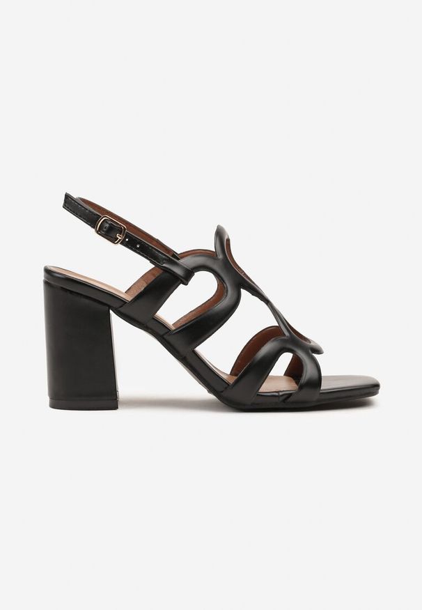 Born2be - Czarne Sandały na Obcasie z Geometrycznymi Paskami Neoliane. Okazja: na co dzień. Zapięcie: pasek. Kolor: czarny. Materiał: jeans. Wzór: geometria. Obcas: na obcasie. Styl: klasyczny, elegancki, casual. Wysokość obcasa: średni