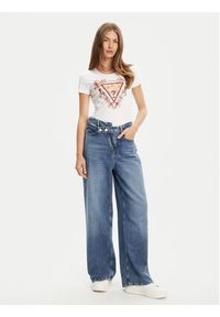 Guess T-Shirt W5YI08 J1314 Biały Regular Fit. Kolor: biały. Materiał: bawełna