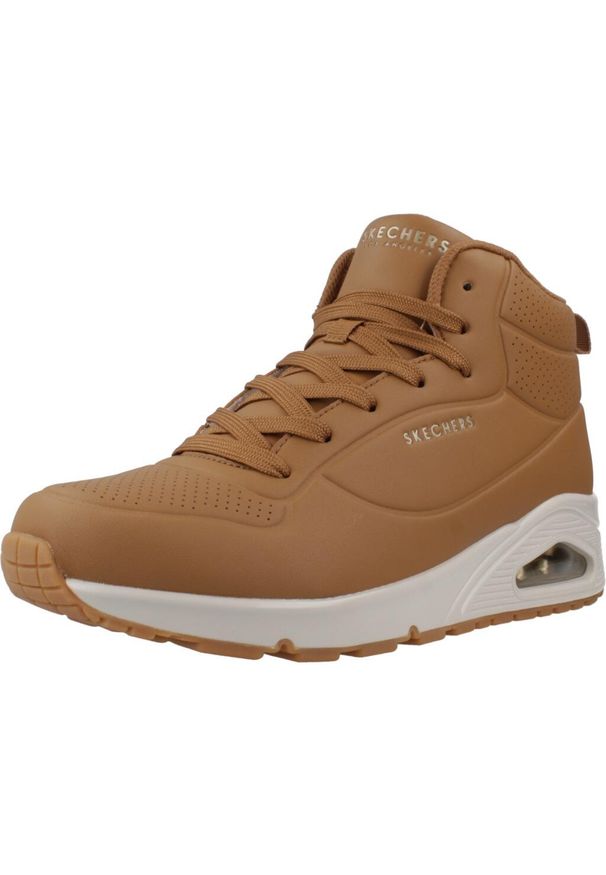 skechers - Buty do chodzenia damskie Skechers Stand High. Kolor: brązowy. Materiał: syntetyk, materiał. Szerokość cholewki: normalna. Sport: turystyka piesza