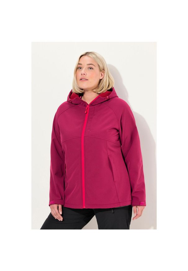 ULLA POPKEN - Damskie Kurtka softshell kaptur kieszenie na zamek regulowane zapięcie na rzep. Kolekcja: plus size. Kolor: różowy. Materiał: poliester, materiał. Sport: turystyka piesza