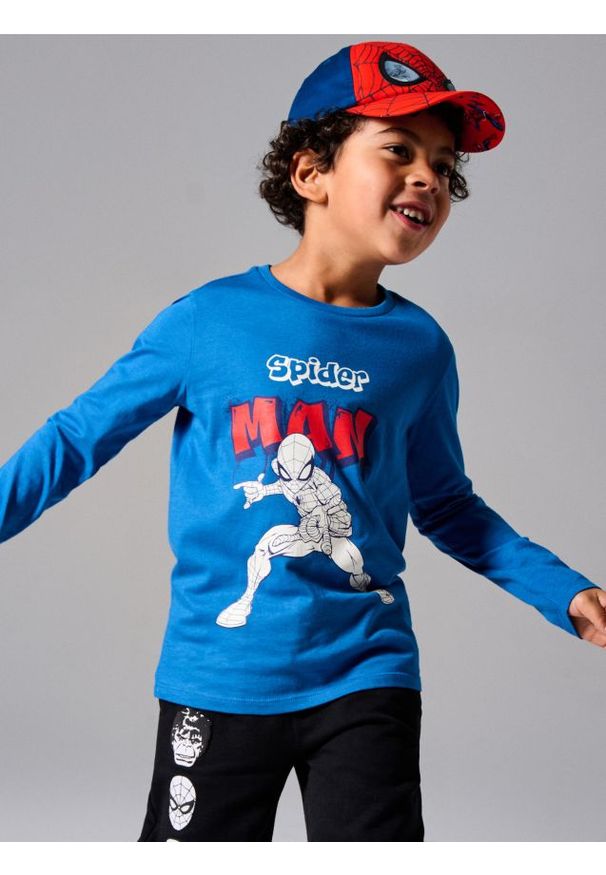 Sinsay - Bawełniana koszulka z nadrukiem Spider-Man - mid blue. Materiał: bawełna. Wzór: nadruk