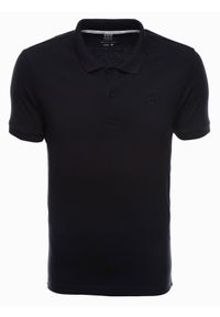 Ombre Clothing - Zestaw koszulek bawełnianych polo - czarne 3-pak Z28 V10 - L. Typ kołnierza: polo. Kolor: czarny. Materiał: bawełna. Wzór: haft