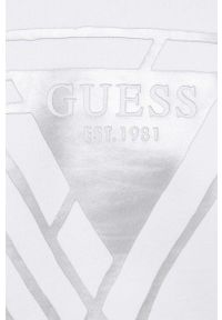 Guess bluza męska kolor biały z nadrukiem. Kolor: biały. Materiał: bawełna, prążkowany. Wzór: nadruk #2