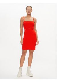 Calvin Klein Jeans Sukienka letnia Logo J20J219644 Czerwony Slim Fit. Kolor: czerwony. Materiał: bawełna. Sezon: lato #2