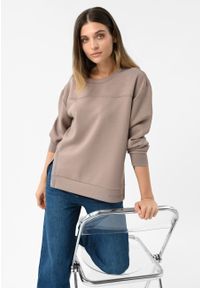 Volcano - Luźna bluza B-SANI. Kolor: beżowy. Materiał: materiał, elastan, wiskoza, poliester. Wzór: gładki #1