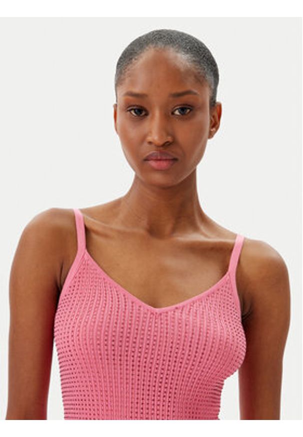 Fracomina Top FR25ST4006K410J9 Koralowy Slim Fit. Kolor: pomarańczowy. Materiał: wiskoza