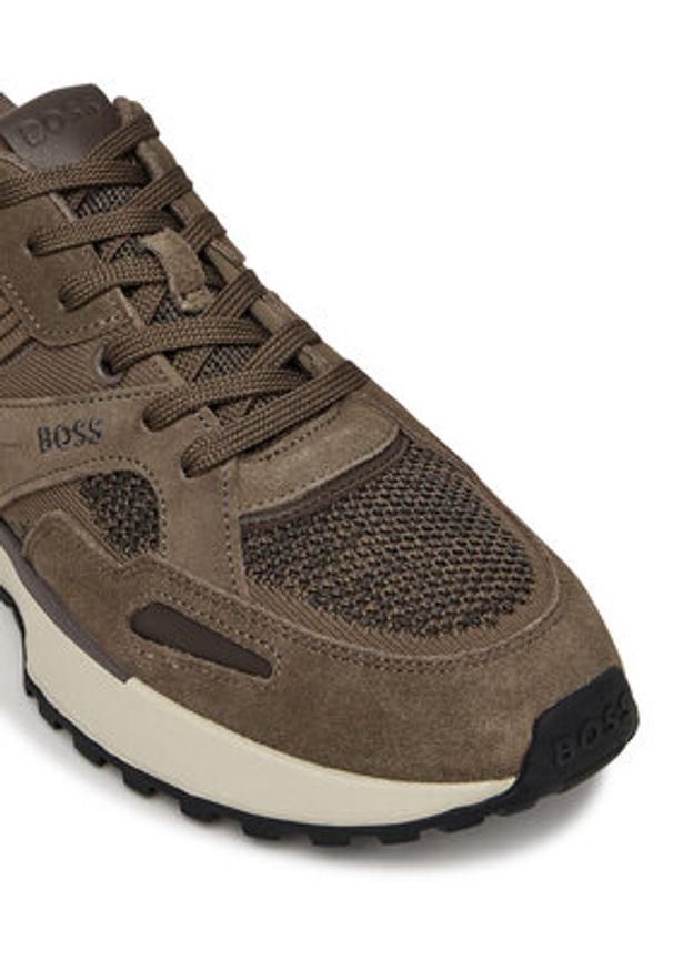 BOSS Sneakersy Jonah 50542119 Brązowy. Kolor: brązowy. Materiał: zamsz, skóra