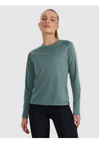 4f - 4F Longsleeve do biegania w terenie szybkoschnący damski - turkusowy S. Kolor: turkusowy. Materiał: tkanina, włókno, materiał. Długość rękawa: długi rękaw. Długość: długie