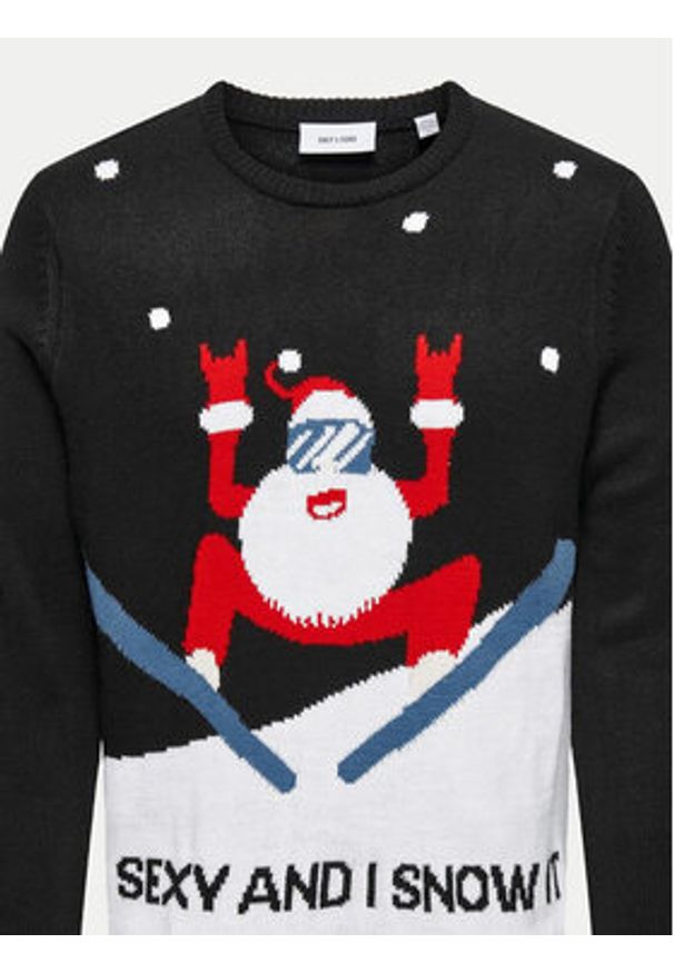 Only & Sons Sweter Xmas 22031170 Czarny Regular Fit. Kolor: czarny. Materiał: syntetyk
