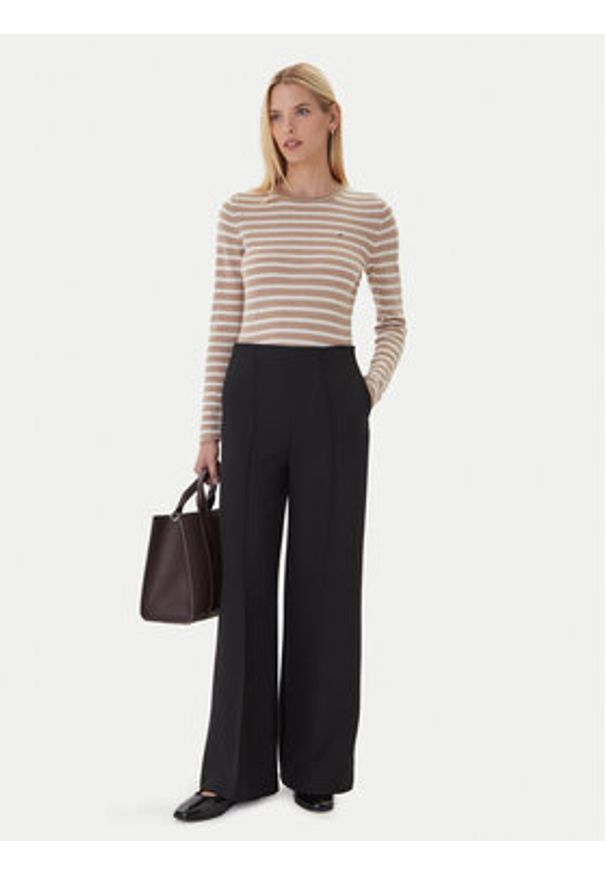 TOMMY HILFIGER - Tommy Hilfiger Sweter WW0WW40264 Beżowy Regular Fit. Kolor: beżowy. Materiał: wełna