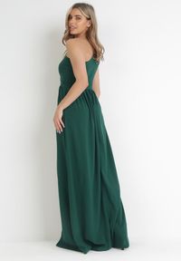 Born2be - Zielona Sukienka Maxi Na Jedno Ramię z Rozcięciem na Dole Jasminta. Okazja: na ślub cywilny, na imprezę, na wesele. Kolekcja: dla wysokich. Kolor: zielony. Długość rękawa: bez rękawów. Wzór: aplikacja. Typ sukienki: asymetryczne. Styl: elegancki. Długość: maxi #4