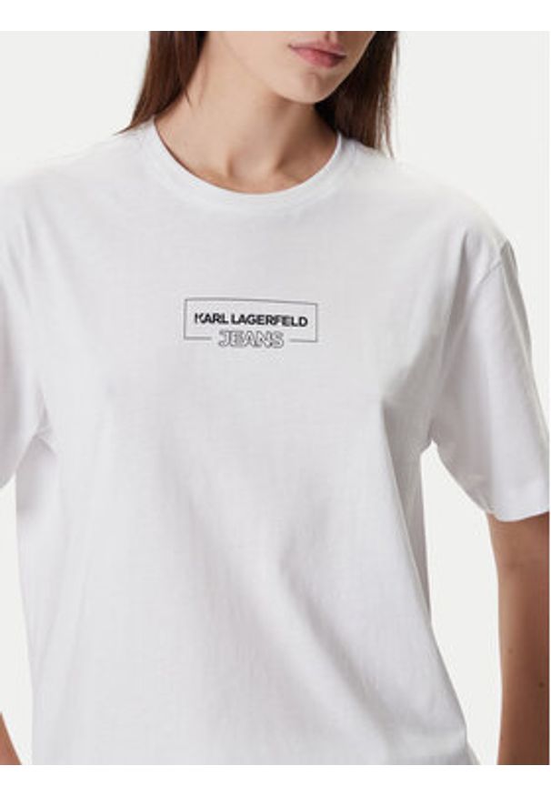 Karl Lagerfeld Jeans T-Shirt A4W17003 Biały Relaxed Fit. Kolor: biały. Materiał: bawełna