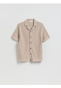 Reserved - Rozpinany sweter - beżowy. Kolor: beżowy. Materiał: dzianina, bawełna #1