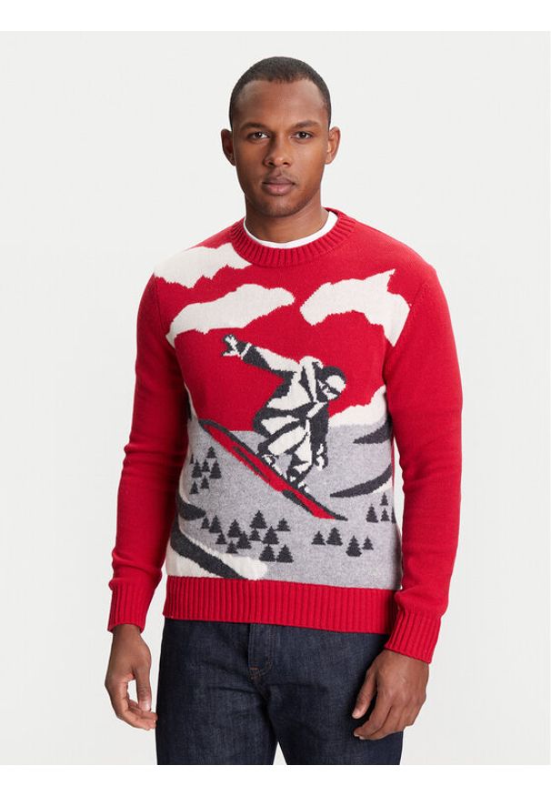 United Colors of Benetton - United Colors Of Benetton Sweter 1244K108R Czerwony Regular Fit. Kolor: czerwony. Materiał: wełna