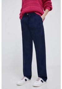TOMMY HILFIGER - Tommy Hilfiger spodnie bawełniane x Shawn Mendes kolor granatowy szerokie high waist. Stan: podwyższony. Kolor: niebieski. Materiał: bawełna #2