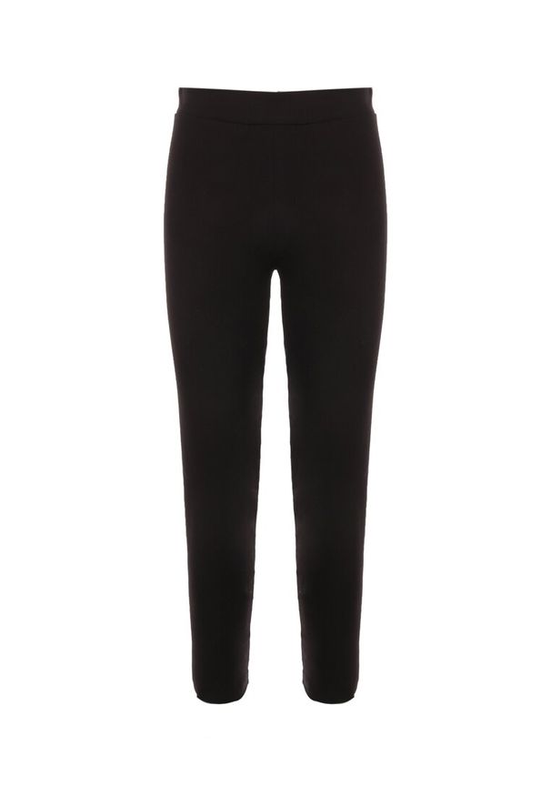 Born2be - Czarne Legginsy Priaastus. Kolekcja: plus size. Kolor: czarny. Materiał: tkanina, bawełna. Długość: długie. Wzór: aplikacja, gładki