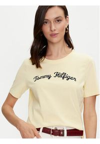 TOMMY HILFIGER - Tommy Hilfiger T-Shirt Script WW0WW42589 Żółty Regular Fit. Kolor: żółty. Materiał: bawełna #4