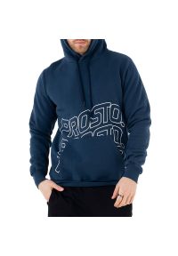 Bluza Prosto Klasyk Hoodie Waver KL222MSWE2101 - granatowa. Okazja: na spacer, na co dzień. Typ kołnierza: kaptur. Kolor: niebieski. Materiał: materiał, bawełna, dresówka, poliester. Wzór: aplikacja. Styl: casual, klasyczny. Sport: turystyka piesza #1