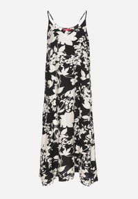 Born2be - Czarno-Kremowa Rozkloszowana Sukienka z Wiskozą w Kwiatowy Wzór Juliade. Okazja: na co dzień. Kolor: czarny. Materiał: wiskoza. Długość rękawa: na ramiączkach. Wzór: kwiaty. Sezon: lato. Styl: casual, elegancki #4