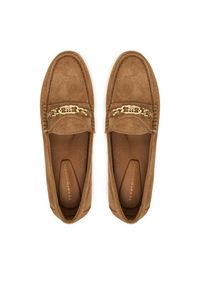 TOMMY HILFIGER - Tommy Hilfiger Mokasyny Th Chain Suede Loafer FW0FW09327 Brązowy. Kolor: brązowy. Materiał: zamsz, skóra #4
