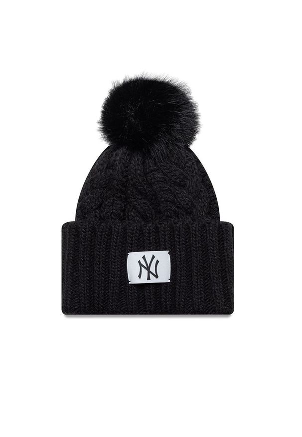 Czapka damska New Era Cabla Wide New York Yankees 60691296 - czarna. Kolor: czarny. Materiał: materiał, akryl, koronka. Wzór: ze splotem. Sezon: zima. Styl: elegancki