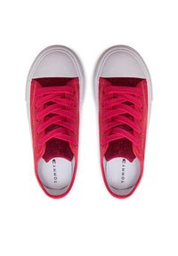 TOMMY HILFIGER - Tommy Hilfiger Trampki Low Cut Lace-Up Sneaker T3A9-33185-1687 M Różowy. Kolor: różowy #6