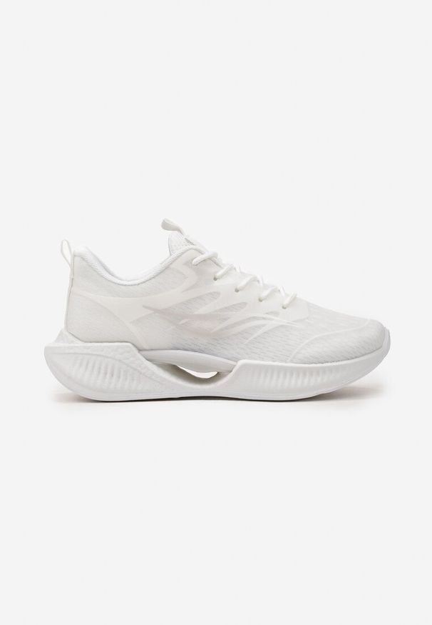 Born2be - Białe Sznurowane Buty Sportowe na Piankowej Podeszwie z Ozdobnym Detalem Atnarama. Kolor: biały. Obcas: na płaskiej podeszwie