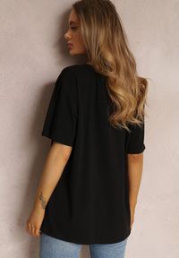 Renee - Czarny T-shirt Eraela. Kolekcja: plus size. Kolor: czarny. Materiał: bawełna, tkanina. Długość rękawa: krótki rękaw. Długość: krótkie. Styl: klasyczny #3