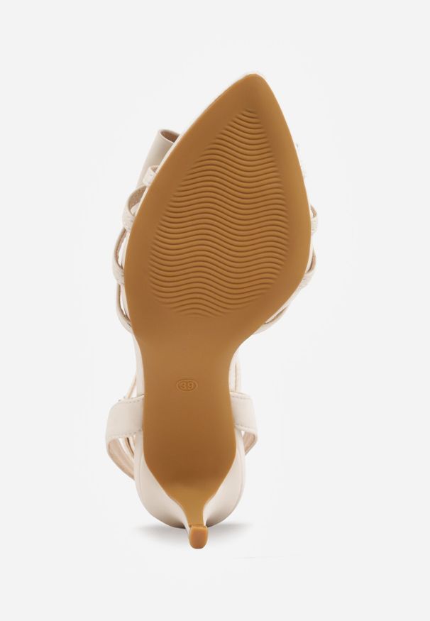 Born2be - Beżowe Sandały VICES na Szpilce z Kokardką Rosedust. Okazja: na wesele, na ślub cywilny. Zapięcie: sprzączka. Kolor: beżowy. Wzór: aplikacja. Obcas: na szpilce. Styl: klasyczny, elegancki