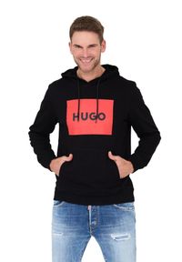 Hugo - HUGO Czarna męska bluza z kapturem, Rozmiar M. Typ kołnierza: kaptur. Kolor: czarny