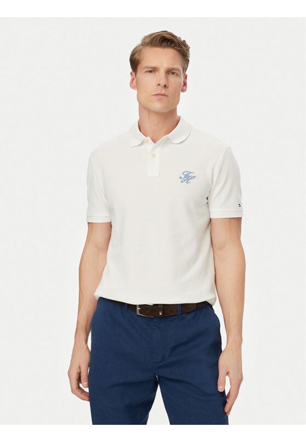 TOMMY HILFIGER - Tommy Hilfiger Polo MW0MW43046 Biały Regular Fit. Typ kołnierza: polo. Kolor: biały. Materiał: bawełna