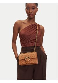 Pinko - PINKO Torebka Love One Mini Dc PE 25 PLTT 100074 A1YB Brązowy. Kolor: brązowy. Materiał: skórzane #4