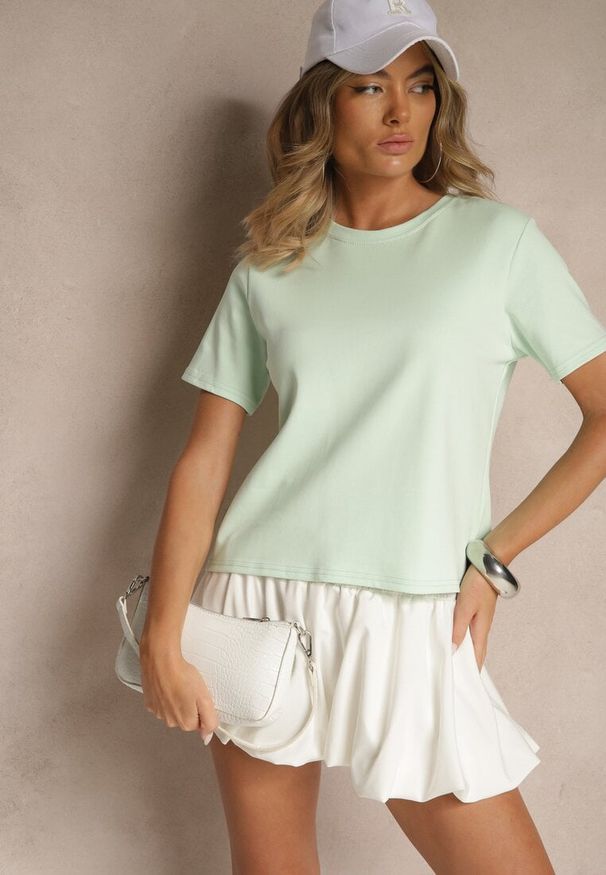 Renee - Zielony Klasyczny T-shirt z Grubszej Bawełny Tiavone. Okazja: na co dzień. Kolor: zielony. Materiał: bawełna. Styl: klasyczny
