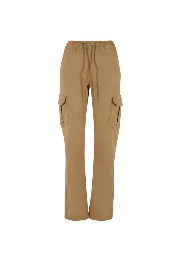 Urban Classics - Spodnie Cargo Damskie Twill Z Wysokimi Stanami. Stan: podwyższony. Kolor: beżowy. Długość: długie