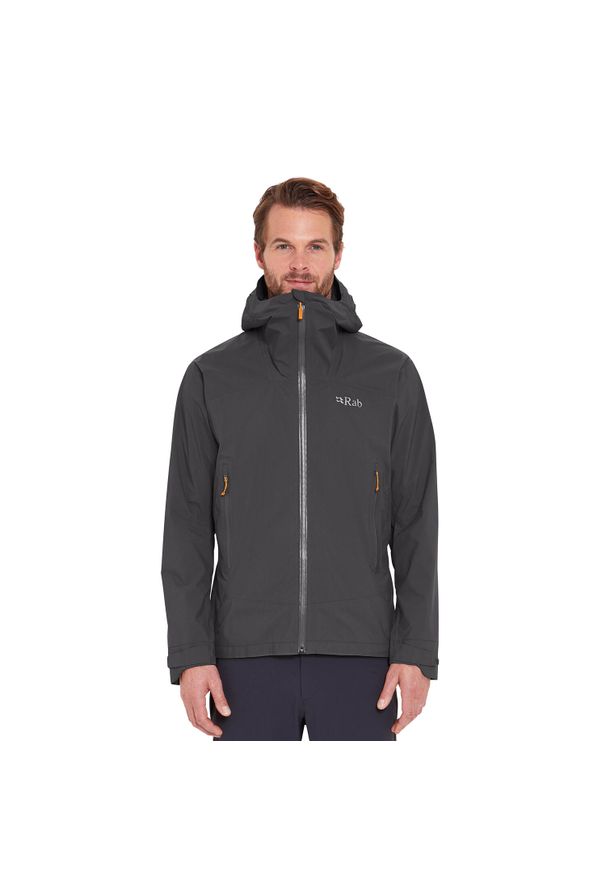Kurtka przeciwdeszczowa męska Rab Downpour Light Jacket z kapturem. Typ kołnierza: kaptur. Kolor: szary