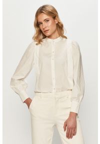 Vero Moda - Koszula bawełniana. Okazja: na co dzień. Typ kołnierza: kołnierzyk stójkowy. Kolor: biały. Materiał: bawełna. Styl: casual #1