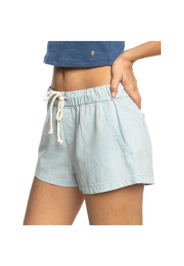 Spodenki turystyczne damskie Roxy Go To The Beach jeansowe. Kolor: niebieski. Materiał: bawełna. Sport: turystyka piesza