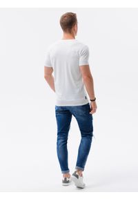 Ombre Clothing - T-shirt męski z nadrukiem - biały V7A S1434 - XXL. Kolor: biały. Materiał: bawełna. Wzór: nadruk. Styl: klasyczny #2