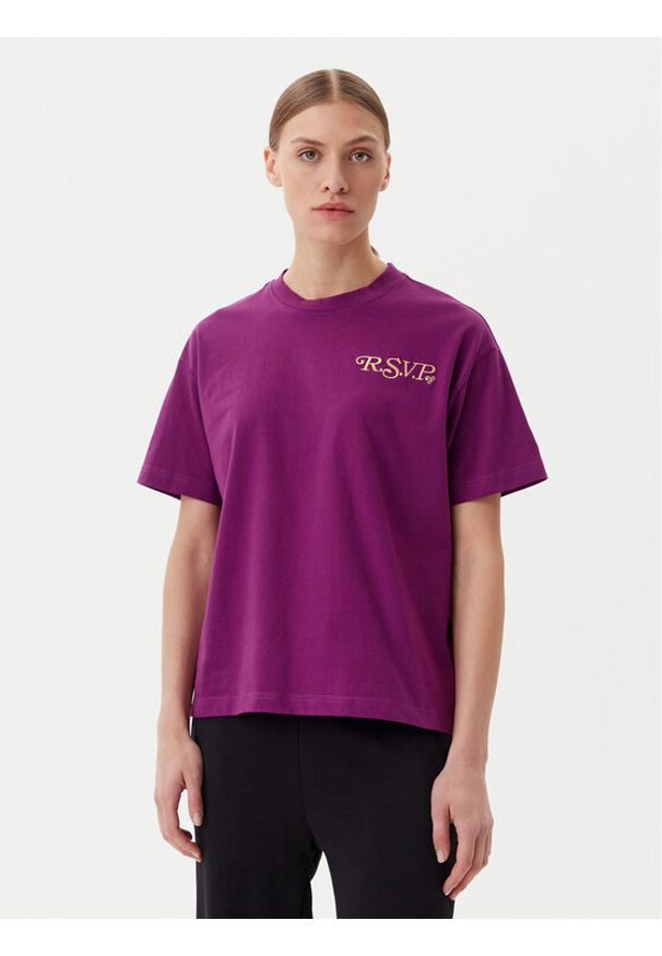 Fila T-Shirt Leffinge FAW1029 Fioletowy Loose Fit. Kolor: fioletowy. Materiał: bawełna