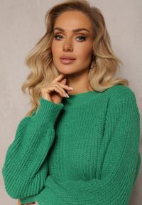 Renee - Zielona Sweterkowa Sukienka Prążkowana z Paskiem w Komplecie Sofiatti. Kolor: zielony. Materiał: prążkowany. Sezon: zima